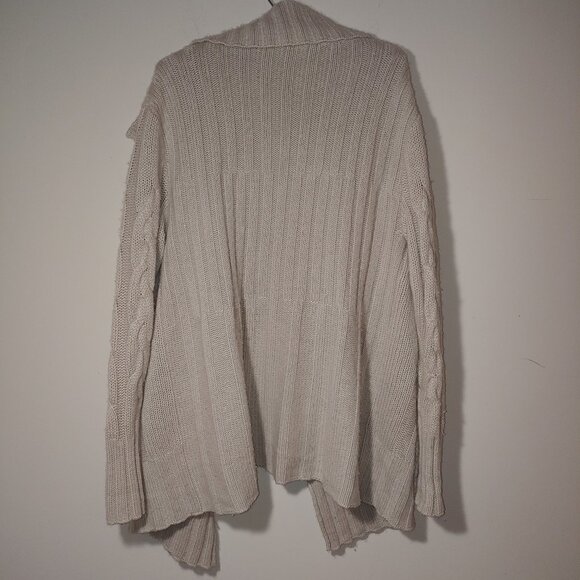 Cashmere Farms Cashmere Silk Blend Chunky Cable Knit Cardigan Sz M Cream - Picture 7 of 7